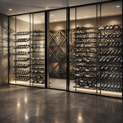 Immagine del prodotto per 'Portabottiglie in metallo NERO PURE SELECT per montaggio a soffitto, regolabile in altezza'