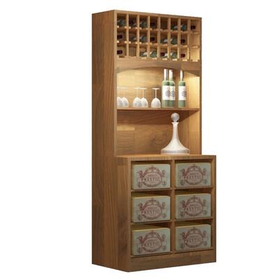 Immagine del prodotto per 'Portabottiglie PRESTIGE 6, con illuminazione, in legno di rovere tinto marrone'