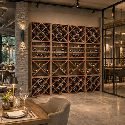 Immagine del prodotto per 'Portabottiglie vino Cube 50, marrone vernicato'
