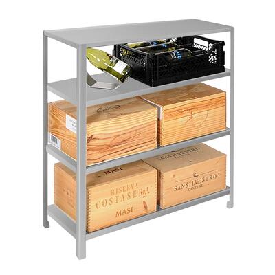 Immagine del prodotto per 'Scaffale portaoggetti in metallo BLACK PURE, modello 13 basso, verniciato a polvere, argento'