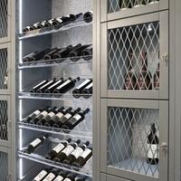 Immagine del prodotto per 'Sistema di scaffalature per vini Piemonte, modello 3 con porta a rete, legno di abete, antracite'