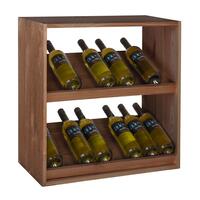 Portabottiglie 60 cm con 2 espositori, legno di pino tinto marrone