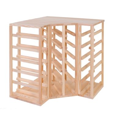 Portabottiglie 60 cm, modulo angolare, legno di pino naturale