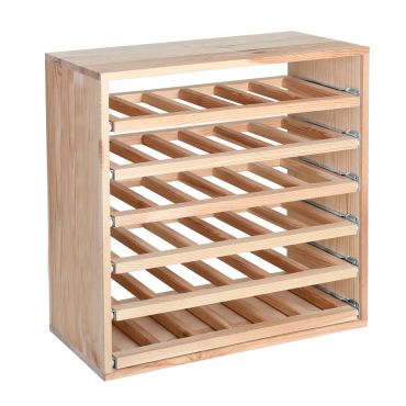 Portabottiglie 60 cm con estraibili per bottiglie singole, legno di pino naturale