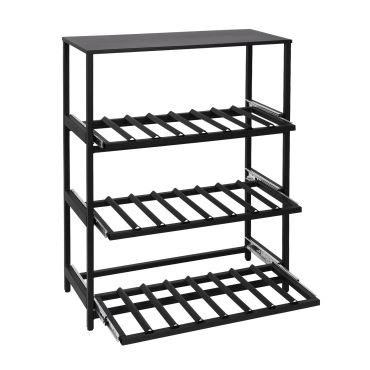 Portabottiglie in metallo BLACK PURE, modello 14 con estraibili per cassette di vino, profondità 30 cm