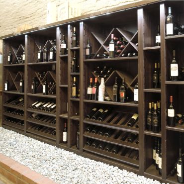 Sistema di portabottiglie Piemonte, impiallacciato in rovere, marrone scuro