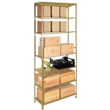 Scaffale Portaoggetti in metallo BLACK PURE, modello 10 a 6 ripiani, verniciato a polvere, oro