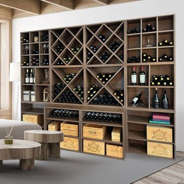 Cantinetta Vino Legno grezzo NATURAL 24,6x36,6 profondita' 16 cm  Portabottiglie per 6 bottiglie Vorrei Shop - Italian Design