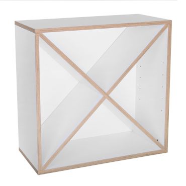 Modulo a X, Bianco alpino con bordo rovere naturale