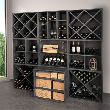 Scaffale Portabottiglie Cantina Vini in Metallo Nero 63x25x91 cm