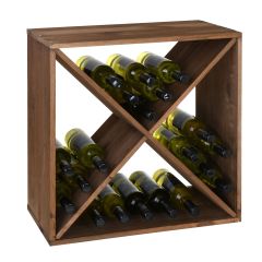 Portabottiglie vino 60 cm, modulo X-60, legno tinto marrone