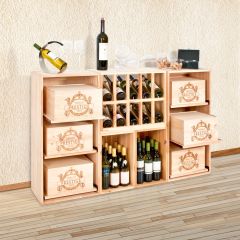 Portabottiglie vino BOX in legno chiaro di pino