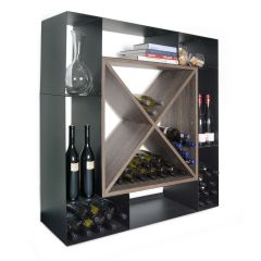 Portabottiglie vino NERO legno/ acciaio