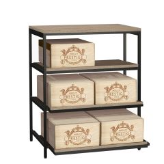 Portabottiglie in metallo BLACK PURE, modello 6 con cassetti per casse di vino, P 60 cm