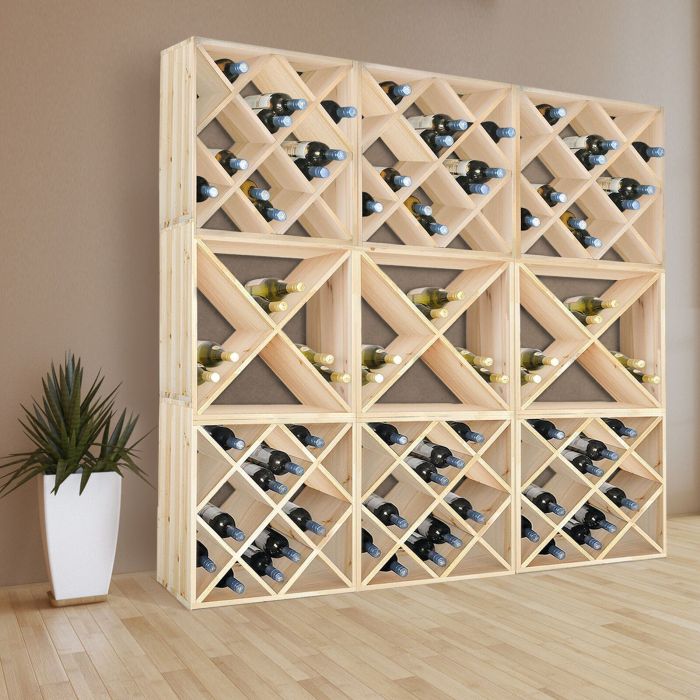 Portabottiglie vino ottimo a rombo e X da 50 cm, in legno