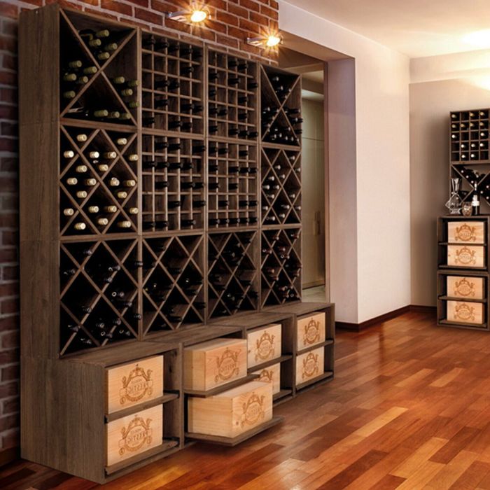 Portabottiglie vino CUBE 52 in legno, tobacco