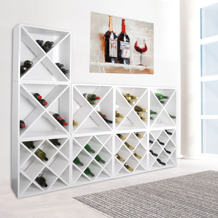 Portabottiglie vino CUBE 52, in legno bianco