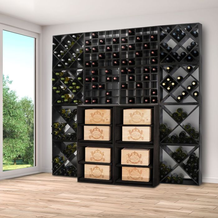 Portabottiglie vino CUBE 52 cm, nero verniciato
