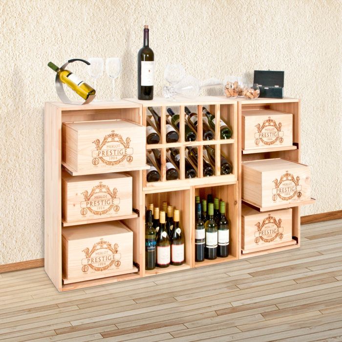 Portabottiglie vino BOX in legno chiaro di pino