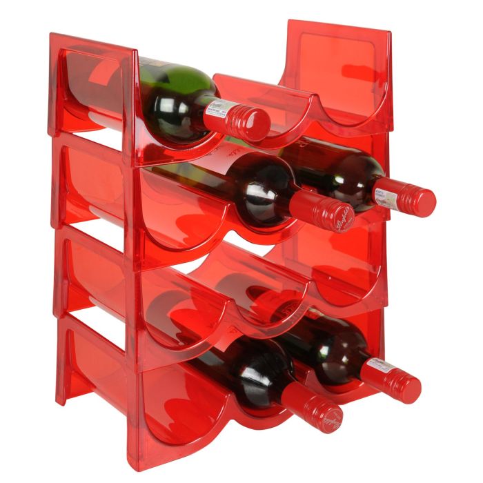 Portabottiglie vino FLASH rosso, set da 4