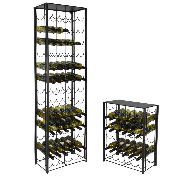 Scaffale Portabottiglie Cantina Vini in Metallo Nero 63x25x91 cm