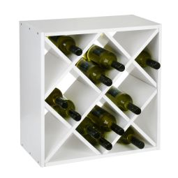 Portabottiglie 52 cm, in legno modulo ROMBO, bianco