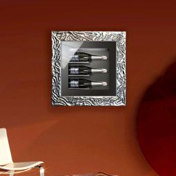 Portabottiglie da parete "Quadro Vino" per 3 bottiglie, argento/nero