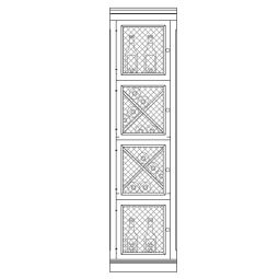 Sistema di scaffalature per vini Piedmont, modello 4, con porta a rete, impiallacciatura in rovere, marrone scuro