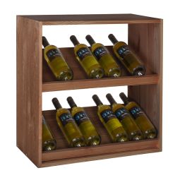 Portabottiglie 60 cm con 2 espositori, legno di pino tinto marrone