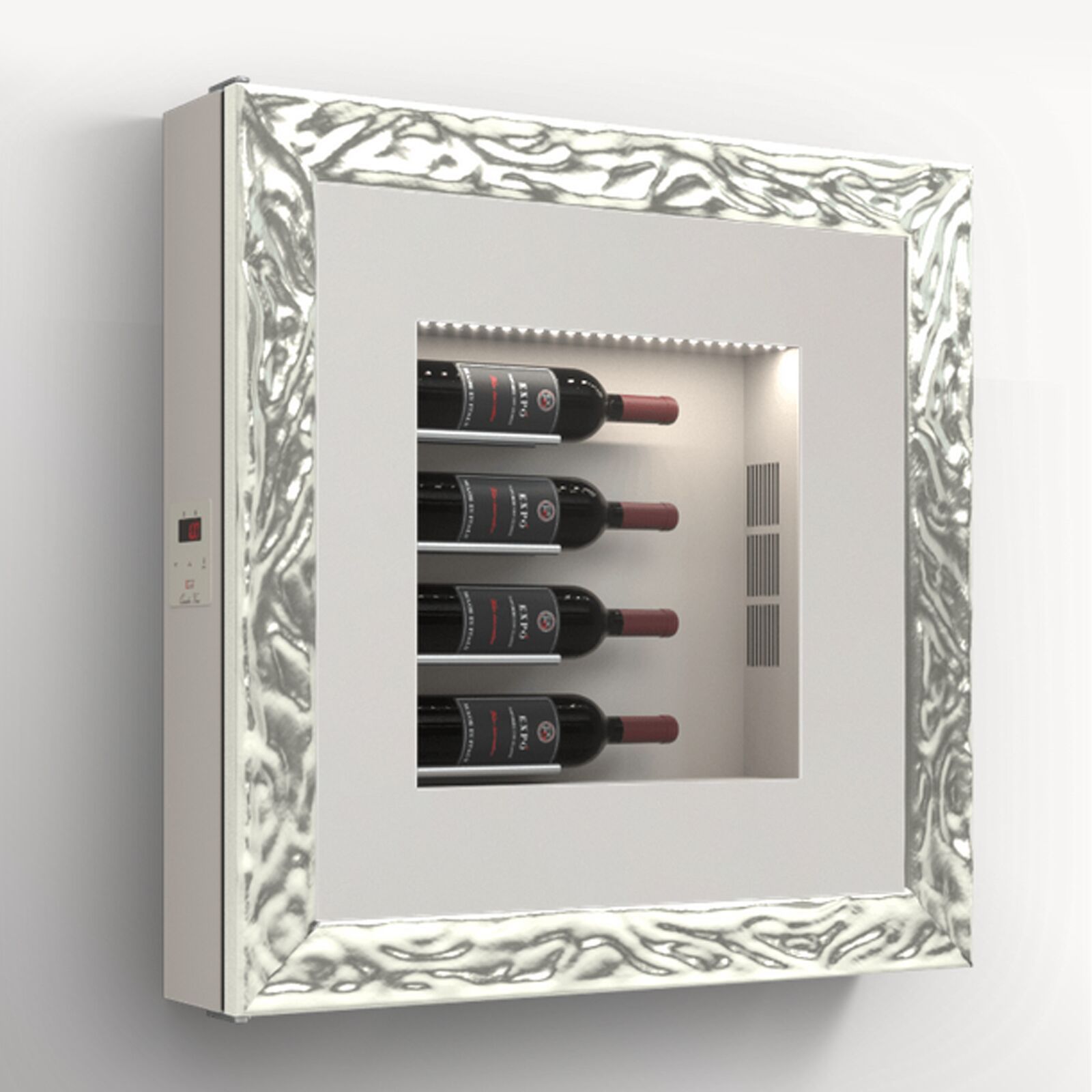 Portabottiglie da parete climatizzato per 5 bottiglie, modello 6